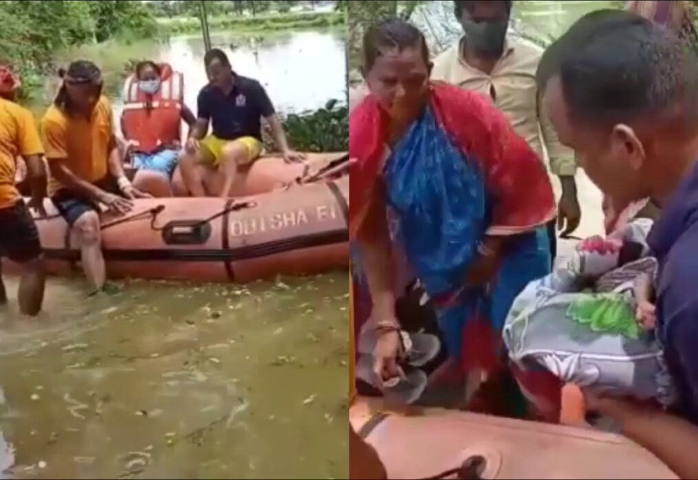 Officials rescue woman, infant stuck in flooded house in eastern India