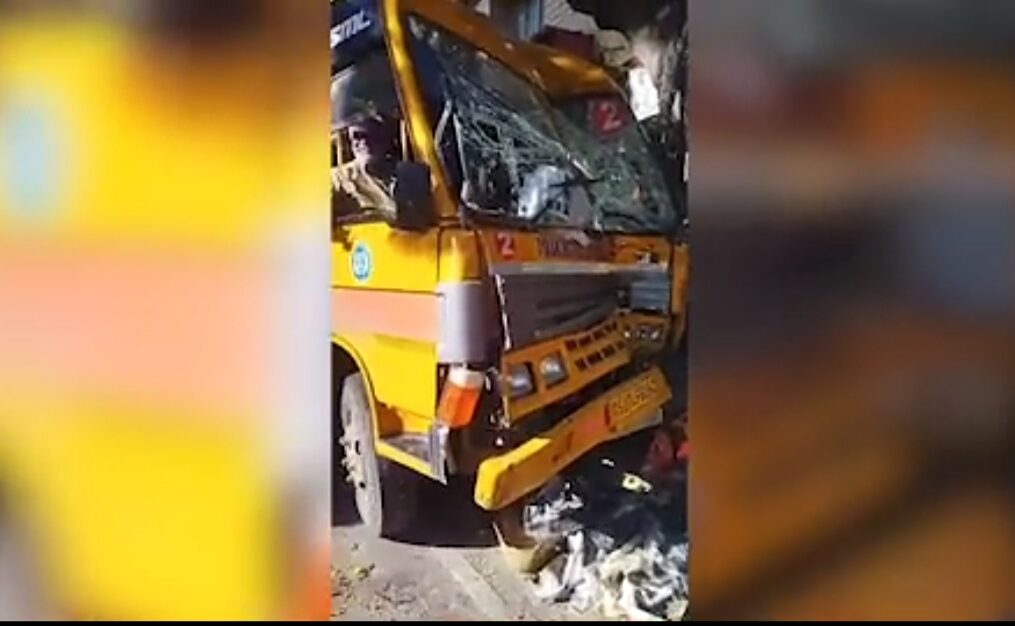 Chilling moment speeding bus mows down sweeper in southern India