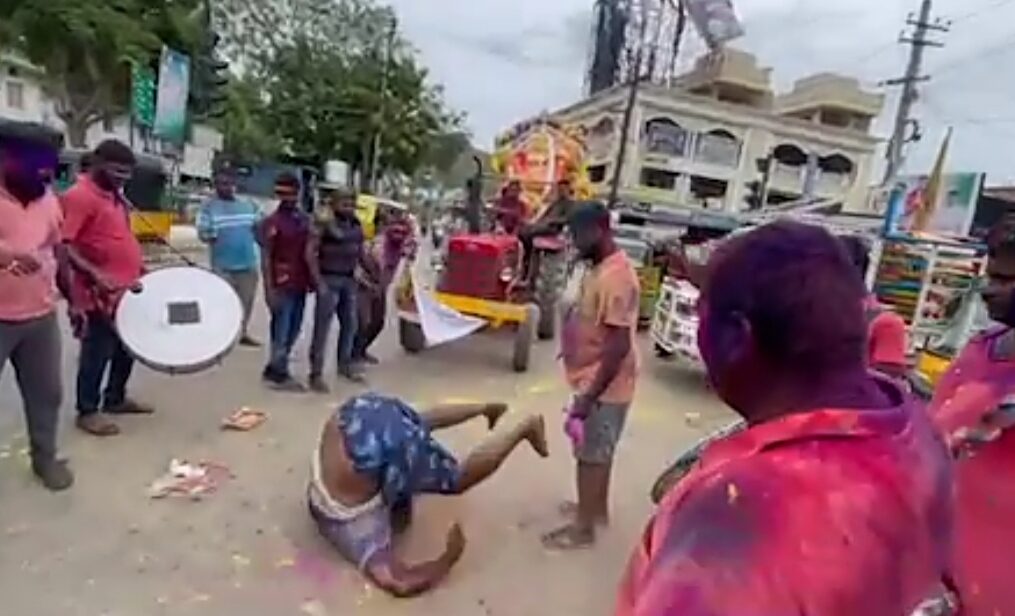 Man injured while performing stunt during religious procession in southern India