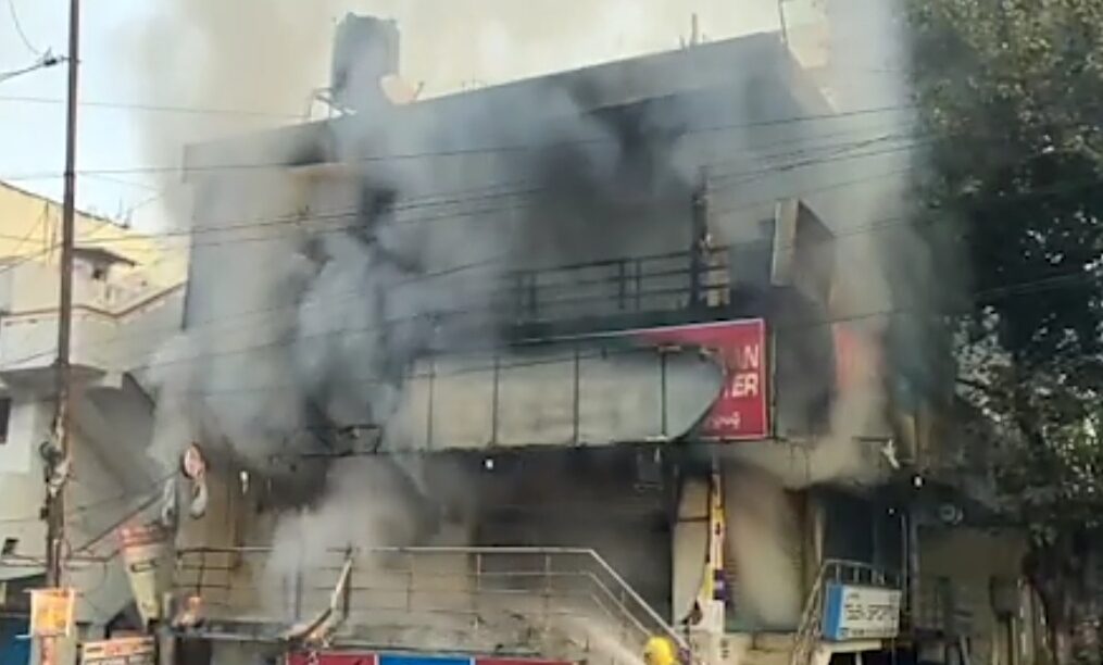 Massive fire breaks at sports shop in southern India