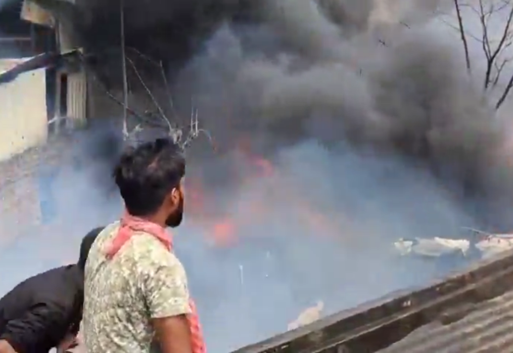 Massive inferno erupts in warehouse, twelve fire engines deployed to douse blaze